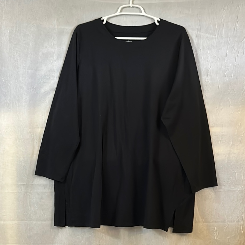 JJILL tunic top black 2X luxe Supima forward seam